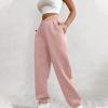 Crossover High Waisted Sweatpants for Women Asymmetrical Cross V Waist Pants Baggy Lounge Running Jogger with Pocket Pink view 2