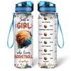 Hyturtle Personalized Basketball Lovers 32 Oz 1Liter Motivational Water Bottle With Time Marker, Just A Girl Who Loves Basketball, Sport Lovers Gifts For Women, Girl, Player On Birthday, Christmas view 1