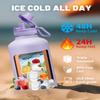 Half Gallon Water Bottle Insulated - 64 oz Water Bottle with Carrying Sleeve, Paracord Handle, Straw Spout Lid, Leak-proof Metal Hydro Water Jug for Workout Sport Hiking Gym, Purple Big Flask Thermo view 3