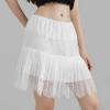 Women Y2k Lace Mini Skirt Low Rise Pleated Ruffle Half Slip Skirt Layered Flowy Short Skirt Streetwear(A White,Small) view 2