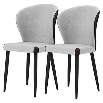 BytheM Chair Dining Chairs Set of 2 Kitchen Chair Upholstered Leisure Chairs with Carbon Steel Legs Splicing Chair Surface Dining Chairs (Color : Light Gray)