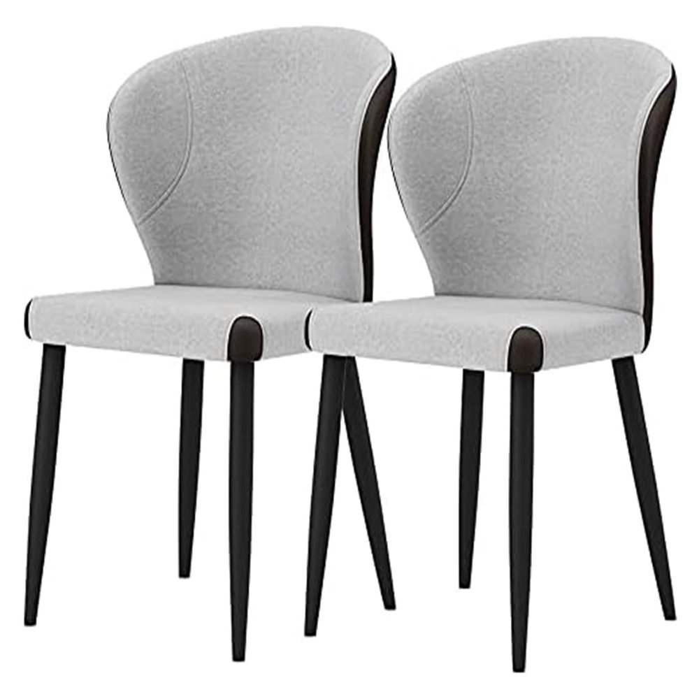 BytheM Chair Dining Chairs Set of 2 Kitchen Chair Upholstered Leisure Chairs with Carbon Steel Legs Splicing Chair Surface Dining Chairs (Color : Light Gray)