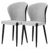 BytheM Chair Dining Chairs Set of 2 Kitchen Chair Upholstered Leisure Chairs with Carbon Steel Legs Splicing Chair Surface Dining Chairs (Color : Light Gray) view 1