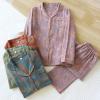 MartNight Vintage Leaf Cotton Lapel Loungewear Set, Women's Long Sleeve Button Sleepwear Loungewear Pajama Set Two-Piece (I,XL), X-Large view 3