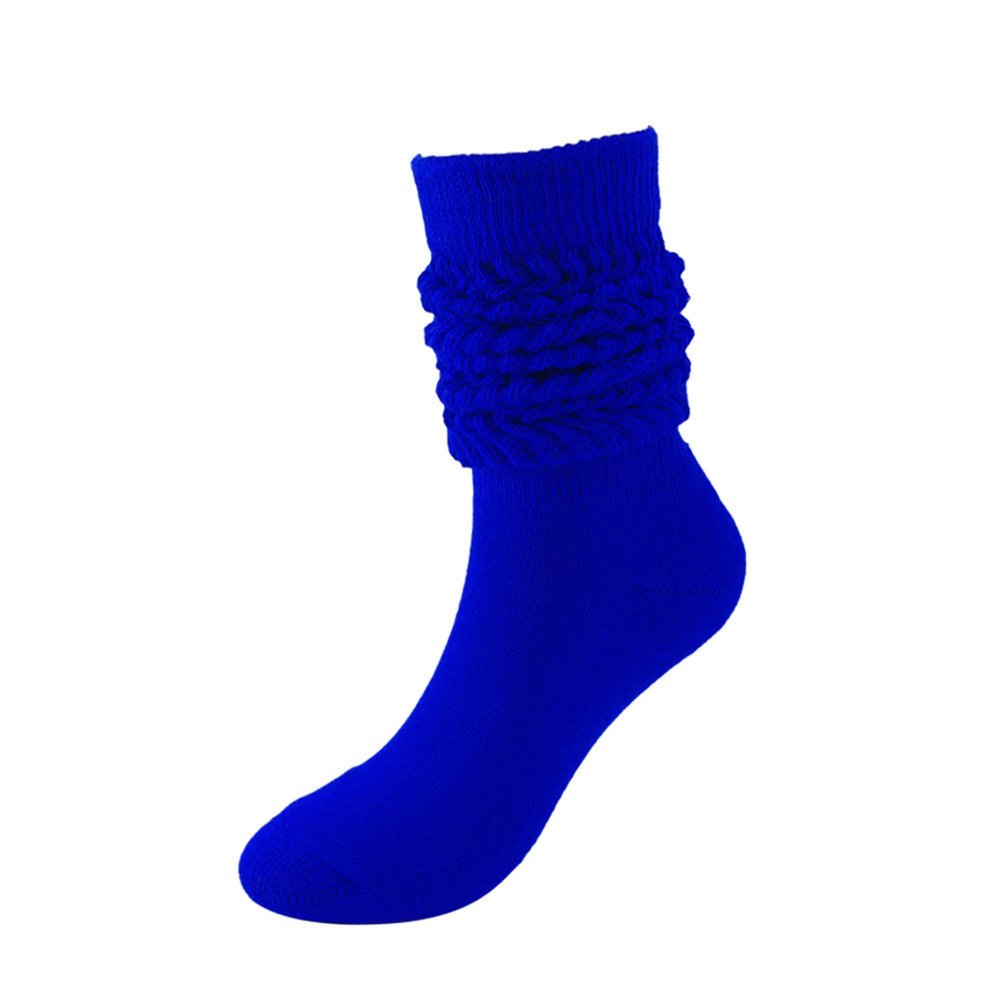 Bestgift Mid-length colorful socks warm stacked socks slouch socks royal blue one size