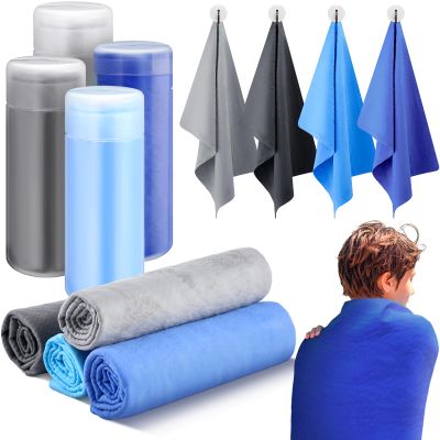 Tisancy 4 Pcs Swim Chamois Towel Shammy Sports Swimmers Towel for Diving Swimming Triathlons and Other Water Sports(13 x 17 Inch,Blue, Navy, Gray, Black)
