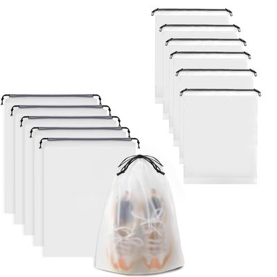 AKOAK 12 Pcs Shoe Bag Travel, Portable Shoe Bag Storage Organizer with Rope, Translucent Waterproof Shoe Bag Protector for Men and Women to Store Shoes at Home or While Traveling