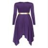 FEESHOW Women's Metallic Color Block Liturgical Praise Dance Dress Irregular Hem Church Worship Dancewear Darkpurple Medium view 4