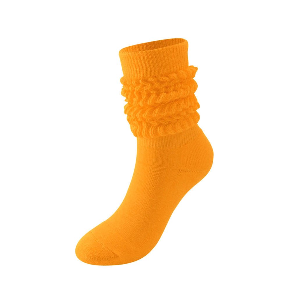Bestgift Mid-length colorful socks warm stacked socks slouch socks saffron one size