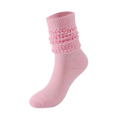 Bestgift Mid-length colorful socks warm stacked socks slouch socks Pink one size