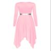 FEESHOW Women's Metallic Color Block Liturgical Praise Dance Dress Irregular Hem Church Worship Dancewear Pink Medium view 4