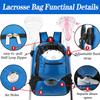 Kioqiear Lacrosse Bag, Large Backpack for All Lacrosse or Field Hockey Equipment - Two Stick Holders and Separate Cleats Shoe Compartment. (Blue) view 3