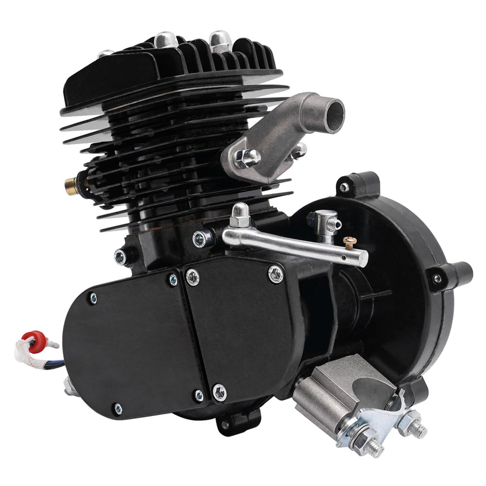 80cc Bicycle Engine, 2 Stroke Single Cylinder Bicycle Engine, Electric Bicycle Gasoline Engine Motorized Bicycle Motor (Black)