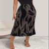 PRETTYGARDEN Women's Floral Casual Stretchy High Waisted Pencil Skirt Knee Length Pleated A-Line Plisse Midi Skirt Flared Hem (Dark Brown, Medium) view 2