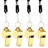 Teaaha 4 PCS Whistles, Stainless Steel Whistle with Lanyard, Super Loud Crisp Premium Metal Sports Whistles for Referees, Coaches, Teachers, Polices, Training, Outdoor Activities Emergency(Gold) view 1