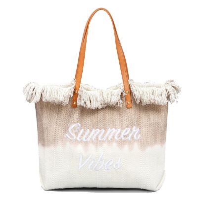 APLUSH Canvas Tote Bag for Women,Embroidery Monogram Personalized Shoulder Bag Tassel Handbags Hobo Bag,Brown,One Size