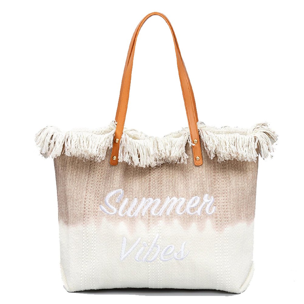 APLUSH Canvas Tote Bag for Women,Embroidery Monogram Personalized Shoulder Bag Tassel Handbags Hobo Bag,Brown,One Size