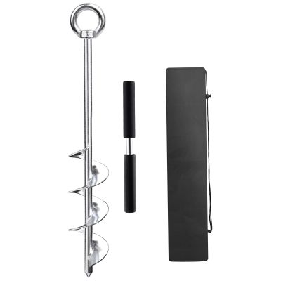 Abimars 17" Sand Anchor Kit, 304 Stainless Steel Triple Spiral Auger Boat Anchor for Beach and Sandbar, Ideal for Watercraft Up to 25'