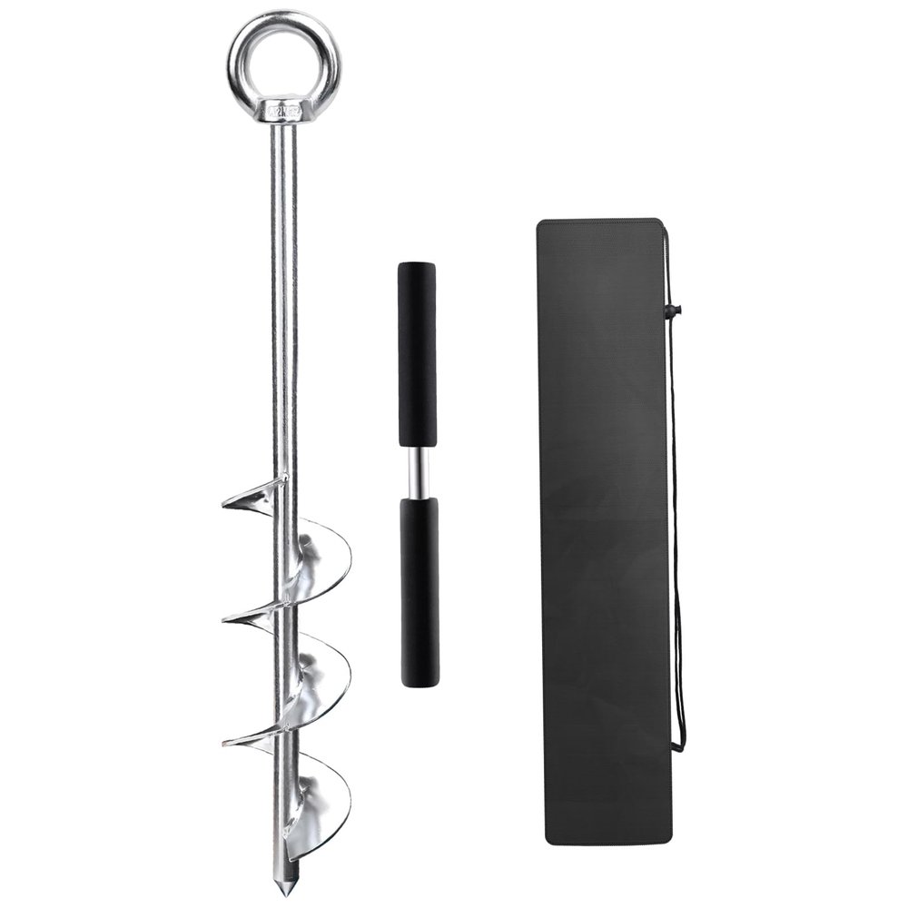 Abimars 17" Sand Anchor Kit, 304 Stainless Steel Triple Spiral Auger Boat Anchor for Beach and Sandbar, Ideal for Watercraft Up to 25'