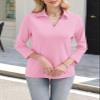 ORANDESIGNE Women's 3/4 Sleeves V Neck Polo Shirts Casual Summer Tops Basic Collar Cute Tees view 3