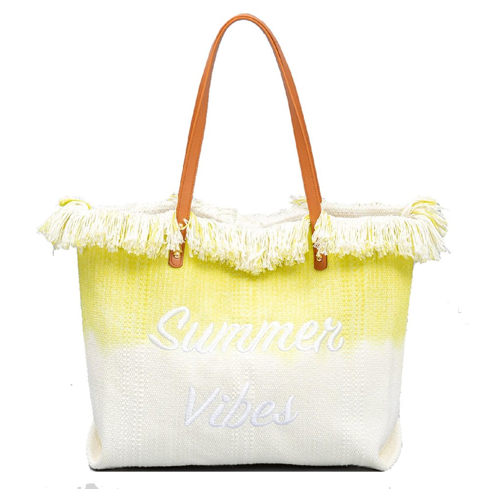 APLUSH Canvas Tote Bag for Women,Embroidery Monogram Personalized Shoulder Bag Tassel Handbags Hobo Bag,Yellow,One Size