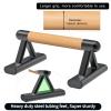 SELEWAERE Wood Parallettes Floor Workout Push Up Handles Non-Slip Pushup Bars Handstand Bars for Calisthenic Fitness Solid Wood with Sturdy Steel Tubing Feet, Load up to 600 lbs view 3