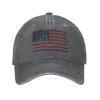 Vintage America American Flag 3 Baseball Cap, Funny Adjustable Washed Cotton Trucker Hats, Dad Hat for Men Deep Heather view 2