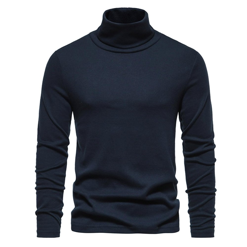 Xiaojmake Men's Winter Thermal Undershirt Long Sleeve Compression Shirts Mock Turtleneck Gym Sports Running Base Layer Tops Navy