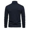 Xiaojmake Men's Winter Thermal Undershirt Long Sleeve Compression Shirts Mock Turtleneck Gym Sports Running Base Layer Tops Navy view 2