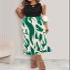 PRETTYGARDEN Women's 2026 Spring High Waist Zebra Print A Line Long Pleated Skirts for Women Trendy Midi Skirt Flared Hem (Dark Green, XX-Large) view 4