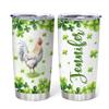 Hyturtle Personalized Gifts Chicken Lover - With Lucky Four Leaf Clover Custom Name Coffee Tumbler Cup Stainless Steel 20oz, Animal Lover Gifts For Women, Girl On Birthday, St Patricks Day view 1