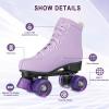 MEIGLQEA Roller Skates for Girls and Women, Cozy Microfiber Leather High-top Double-row Skates with Flash Wheels, Indoor Outdoor Skates for Beginner (Purple, 36-US Women 6/ Youth 5) view 2
