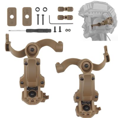 Tactical Headset Bracket Kit Fast Helmet ARC Rail Adapter Suspension Headphones Bracket Multi-Angle Rotation Helmet Headset Bracket Earmuffs Support Accessories for Tactical Pickup Headset (Sand)