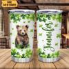Hyturtle Personalized Gifts Bear Lover - With Lucky Four Leaf Clover Custom Name Coffee Tumbler Cup Stainless Steel 20oz, Animal Lover Gifts For Women, Girl On Birthday, St Patricks Day view 2