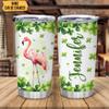 Hyturtle Personalized Gifts Flamingo Lover - With Lucky Four Leaf Clover Custom Name Coffee Tumbler Cup Stainless Steel 20oz, Animal Lover Gifts For Women, Girl On Birthday, St Patricks Day view 2
