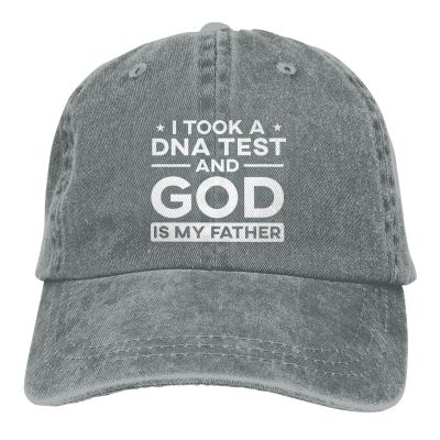 DAIWOFEI I Took A DNA Tests and Gods is My Fathers Ponytail Baseball Cap Vintage Denim Cowboy Hat, Gray