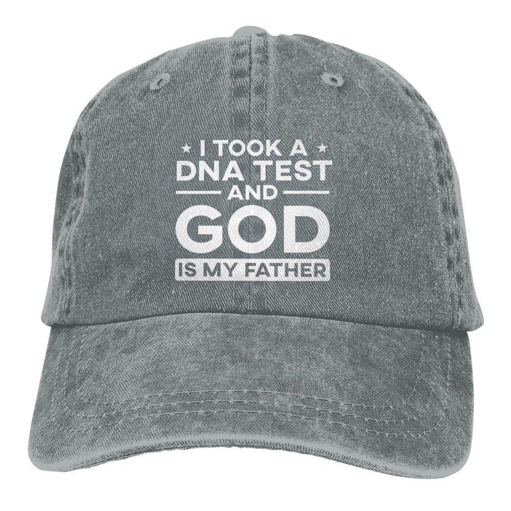 DAIWOFEI I Took A DNA Tests and Gods is My Fathers Ponytail Baseball Cap Vintage Denim Cowboy Hat, Gray