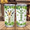 Hyturtle Personalized Gifts Giraffe Lover - With Lucky Four Leaf Clover Custom Name Coffee Tumbler Cup Stainless Steel 20oz, Animal Lover Gifts For Women, Girl On Birthday, St Patricks Day view 2
