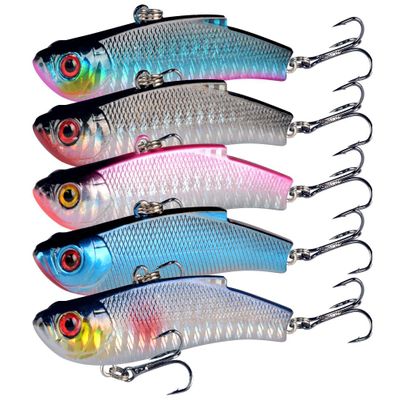 KTGCOZS Pack of 5 Crankbaits 2.75" 3/4oz VIB Fishing Lures Hooks Bass Tackle Hard Bait Wobbler