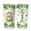 Hyturtle Personalized Gifts Hedgehog Lover - With Lucky Four Leaf Clover Custom Name Coffee Tumbler Cup Stainless Steel 20oz, Animal Lover Gifts For Women, Girl On Birthday, St Patricks Day view 1