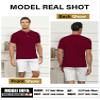 OYOZONE Men's Fashion Polo Shirts Pique Henley Collarless Shirts, Short Sleeve, Performance, Slim Fit, Cotton, Wine Red, X-Large view 3