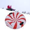 Tyenaza Round Winter Snow Tube, Adult PVC Inflatable Skiing Ring with 2 Handles for Outdoor Snowboarding Red White view 3