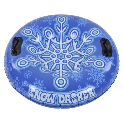 Snow Tube with Handle, PVC 450lbs Load Bearing Blue White Inflatable Ski Rings for Adults Family