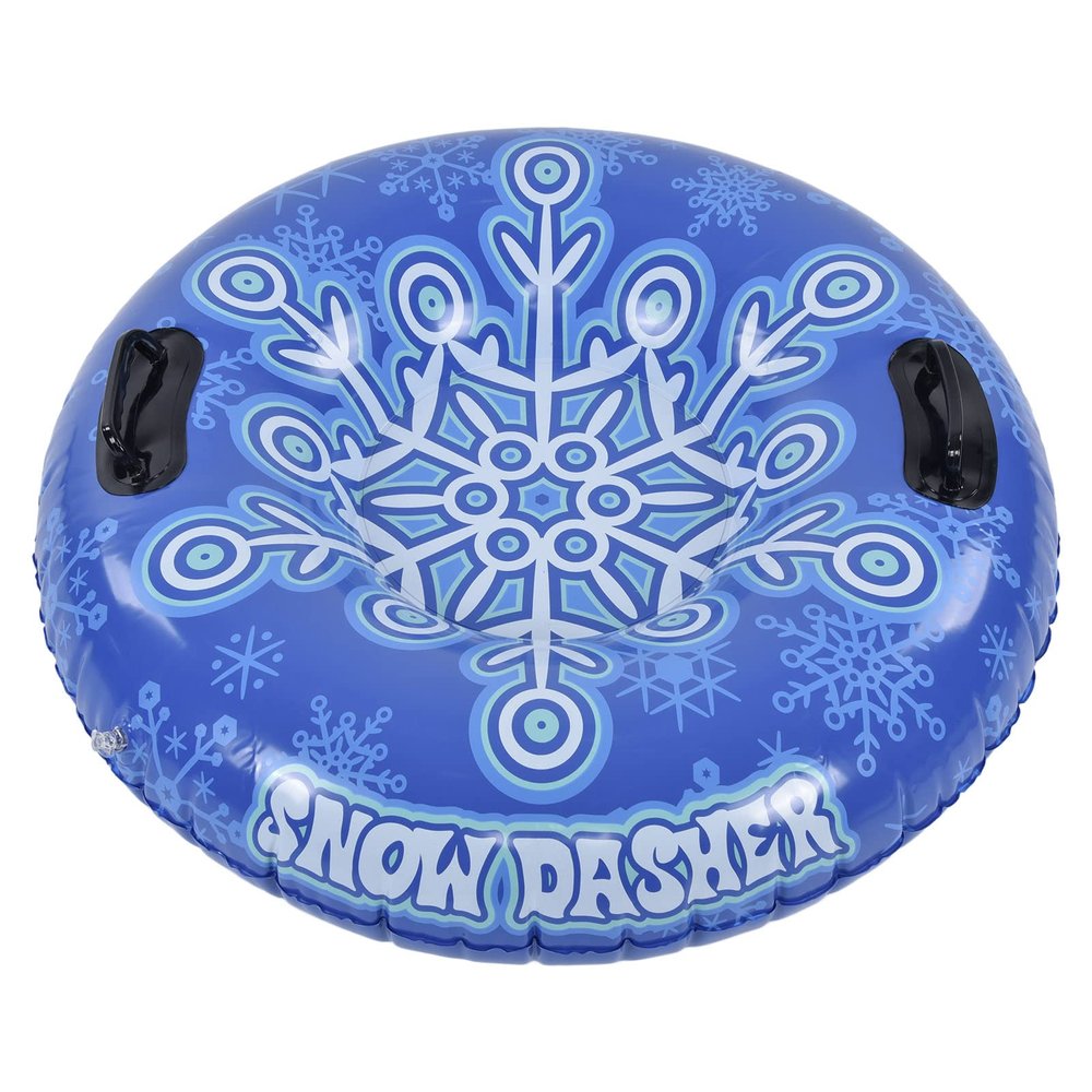 Snow Tube with Handle, PVC 450lbs Load Bearing Blue White Inflatable Ski Rings for Adults Family