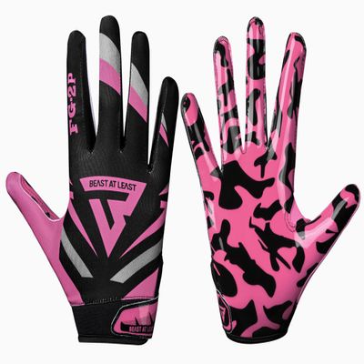Beast AT Least Youth Football Gloves, Sticky Wide Receiver for Kids & Adults, Flag Football Gloves with Enhanced Silicone Grip for Men Women, (Pink, Youth M/Adult XS)