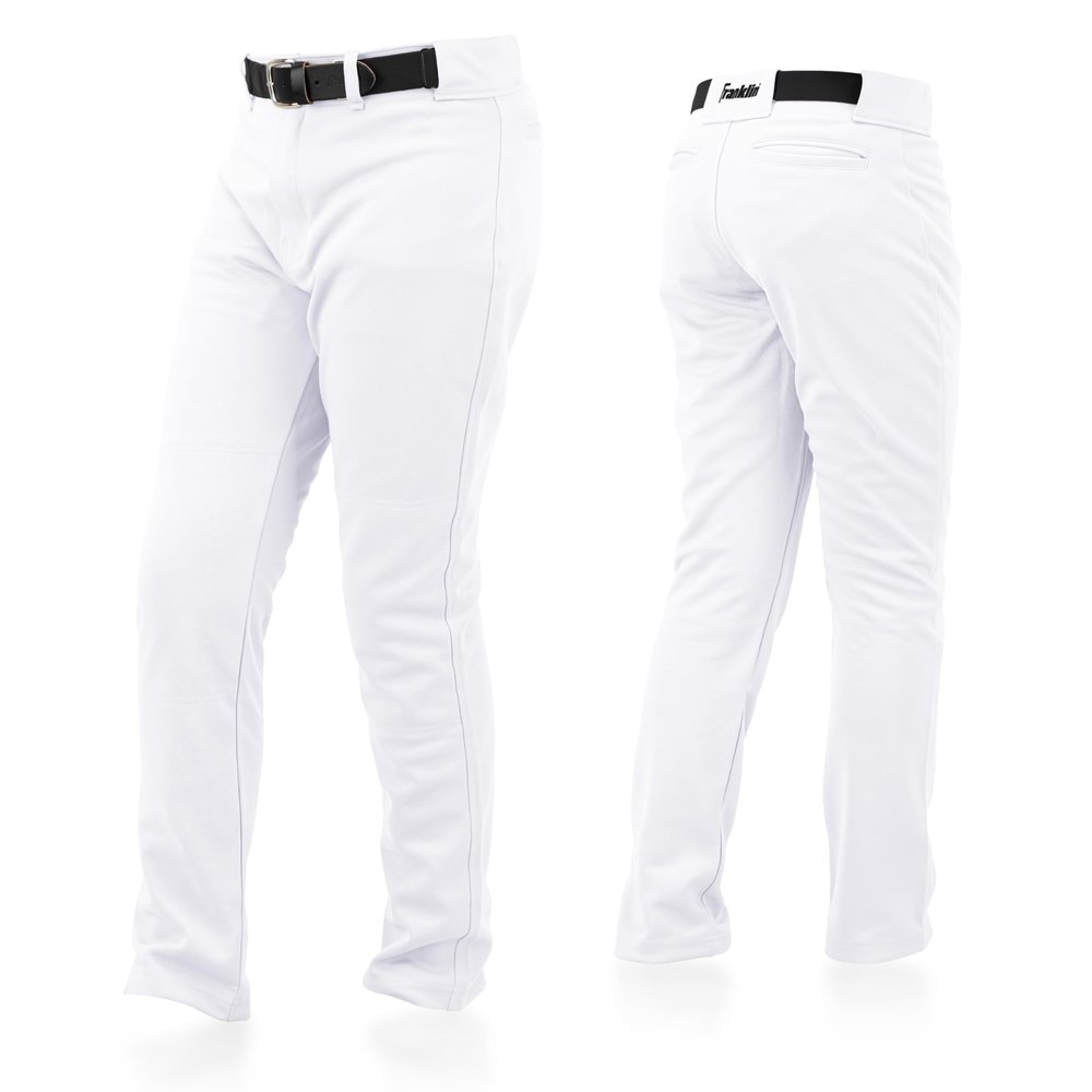 Franklin Sports Youth Baseball + Softball Pants - Relaxed Style Kids Baseball Pants for Boys + Girls with Belt Loop - White - Youth Small