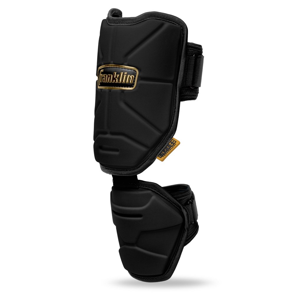 Franklin Sports Baseball Elbow Guard - PRT Series Adult Baseball + Softball Shield for Batting - Protective Elbow + Forearm Pad - Right + Left Hand Hitters - Black/Gold - One Size - Adult