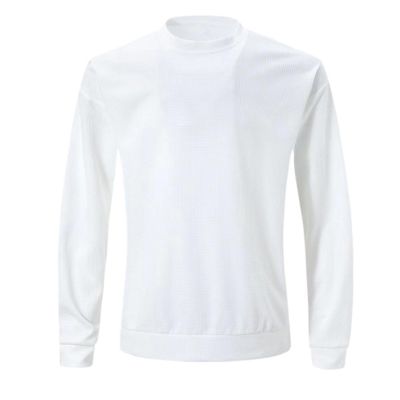 Men Plus Size Casual Long Sleeve Shirts Regular-Fit Pullover Tops Lightweight Soft Crew Neck Sweatshirts Blouse Tunic White