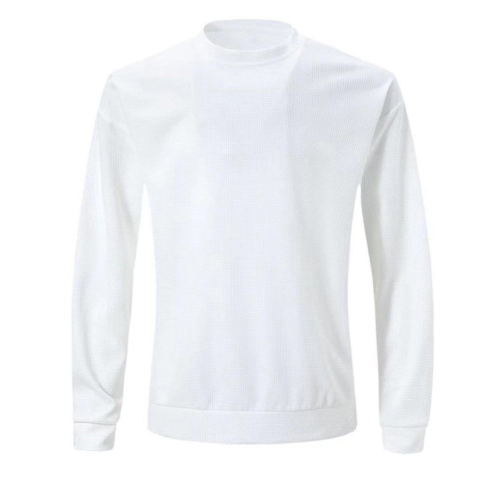 Men Plus Size Casual Long Sleeve Shirts Regular-Fit Pullover Tops Lightweight Soft Crew Neck Sweatshirts Blouse Tunic White