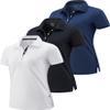 3 Pack Women's Athletic Dry Fit Polo Shirts, Wicking Short Sleeve Collared Golf T Shirt Tennis Tops (Set 1, XX-Large) Navy/Black/White view 1